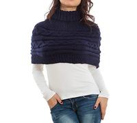 Toocool Poncho Femme Col Roulé Cape Boléro Tricot Écharpe Chaude LO-AS0430 [Bleu Foncé, Taille Unique]