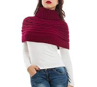 Toocool Poncho Femme Col Roulé Cape Boléro Tricot Écharpe Chaude LO-AS0430 [Bordeaux, Taille Unique]