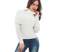 Toocool Poncho Femme Col Roulé Cape Boléro Tricot Écharpe Chaude LO-AS0430 [Crème, Taille Unique]