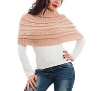 Toocool Poncho Femme Col Roulé Cape Boléro Tricot Écharpe Chaude LO-AS0430 [Rose, Taille Unique]