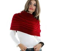 Toocool Poncho Femme Col Roulé Cape Boléro Tricot Écharpe Chaude LO-AS0430 [Rouge, Taille Unique]
