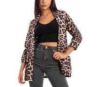 Toocool Veste Blazer Femme Ouverte Oversize Manches 3/4 Stretch Printemps Été VI-80021 [Taille Unique, Imprimé léopard]