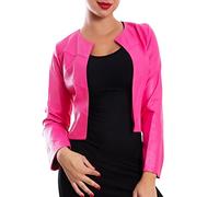 Toocool Veste en Similicuir pour Femme, Boléros Femme en Cuir Synthétique, Boléro Femme Été, Veste Courte Femme Sans Fermeture à Glissière VI-2601 [Taille unique, Fuxia]
