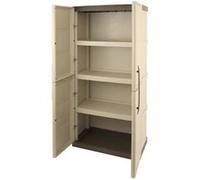 Armoire de rangement haute en rsine TOOD - 3 tablettes - Taupe/cru - Charge maximale 60 kg