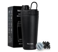 TOOFEEL Bouteille shaker en acier inoxydable - Tasse shaker isotherme à double paroi de 590 ml, garde froid/chaud, pour mélanges de protéines et entraînement de gym