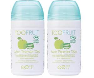 TOOFRUIT - Mon Premier Déo - Déodorant - Pomme & Aloe Vera - Lutte contre les Mauvaises Odeurs de Transpiration - Absorbe l’Humidité - Sensation de Fraîcheur - 50 ML (Lot de 2)