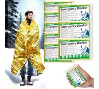 TOOHAO Couverture de Survie Reutilisable 8 Pièces, pour Randonnée Survie Premiers Secours Marathons Voiture, Robuste Indéchirable Imperméable - Or Argent