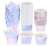 TOOINKCV 150 Pièces Caissettes à Muffins en Papier, Doublures Emballages pour Petits Gâteaux, Gobelets en Papier pour Gâteaux, Pâtisseries, Muffins, Cupcakes, Fête, Mariage, Anniversaire