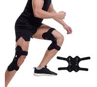 TOOJUN Lot de 2 genouillères pour douleurs au Genou Homme/Femme, genouillère avec stabilisateurs latéraux pour Monter Les escaliers, l'alpinisme, Le Sport et la manutention de travaux Lourds,Black