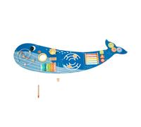 Tooky Toy Baleine Planche d'activités en bois | Planche d'apprentissage avec xylophone, engrenages, boulier, labyrinthe et jeu de perles | A partir de 18 mois