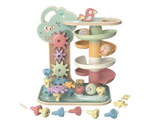 Tooky Toy Circuit De Billes Avec Animaux | Parcours De Billes En Bois Avec Roues Dentées, Perles Et Figurines | A Partir De 18 Mois