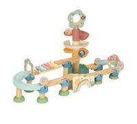 Tooky Toy Circuit de Billes pour Bébé - Pastel | Jouets en bois avec Xylophone et Tour Spirale - 4 Billes inclues | Jouets Montessori