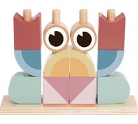 Tooky Toy Crabbie Jouet d'empilage en bois aux couleurs pastel | Tour d'empilage de crabes avec 12 blocs | Jouet Montessori pour jeunes enfants