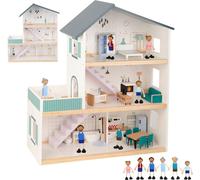 TOOKY TOY Grande maison de poupées en bois + figurines FSC