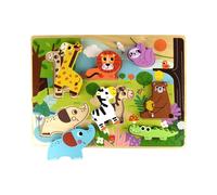 Tooky Toy Puzzle 3D Animaux Bois pour Enfants, Puzzle à encastrement de 8 pièces