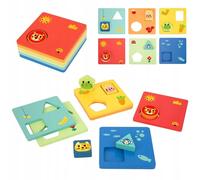 TOOKY TOY Puzzle Montessori Formes et couleurs Animaux 6 planches