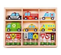 Tooky Toy set de véhicules garçons 30 x 22 x 4 cm bois 15 pièces Multicolore G