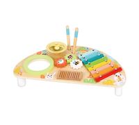 Tooky Toy Table musical en bois avec xylophone | Table d' activité musicale avec un tambour, une cloche et un hochet | A partir de 2 ans