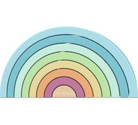 Tooky Toy Tour d'empilage arc-en-ciel en bois pastel | Jouets à empiler en forme d'arc-en-ciel / Empileur arc-en-ciel / Briques | Jouets Montessori