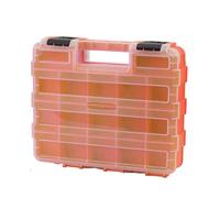 Tool Box Organizer - Portable Double Sided 34 Compartment Storage for Drill Bits Bolts Nuts | Clear Lid Case for Hardware Nails Screws Small Electronics Beads and Socket Pieces, Compact Storage