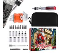 Tool Countdown Calendar - Kit de réparation automobile de l'Avent à 24 jours pour hommes, faveur de la fête avec fournitures de rénovation, compte à rebours de Noël pour papa, mari, 13.78x11.81x1.97 p
