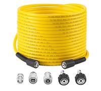 Tool Daily Tuyau de Rechange pour Nettoyeur Haute Pression 15 m x 1/4", Flexible avec Raccord M22 14 mm, Kit de Raccord Rapide 3/8" pour Nettoyeurs à Essence et Électriques, 250 bar