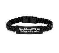 Tool Maker Humour Entrelacé en cuir Cadeau de remise de diplôme pour homme de la part d'amis, « Keep Calm Or I Will Use My Tool Maker Voice » - Cadeaux uniques pour fabricant d'outils