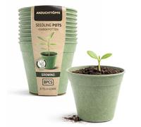 Tool & Tree Lot de 8 pots de culture, en fibre de bambou, diamètre : 7 cm, hauteur : 6 cm, robustes, réutilisables, indéformables et résistants à l'humidité, idéaux pour les herbes, les légumes, les
