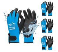 Toolant Gants de Travail 100% Étanches pour Hommes et Femmes, 3 Paires, d'Hiver pour Temps Froid, Écran Tactile, Thermiques Chauds, Bleus, Taille L