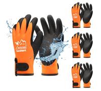 toolant Gants de travail d'hiver entièrement trempés en latex, orange, taille M, 3 pièces