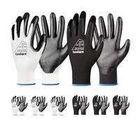toolant Lot de 6 paires de gants de travail avec revêtement en nitrile pour homme, résistance supérieure à l'huile, gants de travail de sécurité en vrac avec poignée, écran tactile, pour réparation