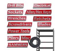 Toolbox Étiquettes magnétiques | Avec autocollants magnétiques 12 pièces - Boîte à outils, tiroirs, panneaux - Pour l'organisation et le marquage pour voiture, atelier, garage et armoire