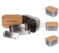Toolbrothers Fan boîte à pain en acier inoxydable avec 2 étages et couvercle en bambou 1340 ml