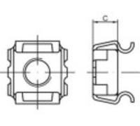 TOOLCRAFT 159334 Écrou à cage M6 acier étamé par galvanisation 1000 pc(s)