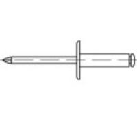 TOOLCRAFT 160145 Rivet aveugle ouvert (Ø x L) 4 mm x 6 mm aluminium acier 500 pc(s)