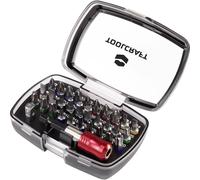 TOOLCRAFT 1613599 Jeu dembouts 32 pièces vis à fente, cruciforme Phillips, vis Pozidriv, 6 pans intérieurs, profil en T avec trou, TORX® intérieur