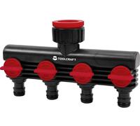 TOOLCRAFT 2302371 plastique Distributeur deau 4 voies 26,44 mm (3/4) (filet ext.), 33,25 mm (1) (filet ext.) avec système aquastop, avec vanne de régulation