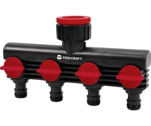 TOOLCRAFT 2302371 plastique Distributeur d'eau 4 voies 26,44 mm (3/4\ ) (filet ext.), 33,25 mm (1\ ) (filet ext.) avec système