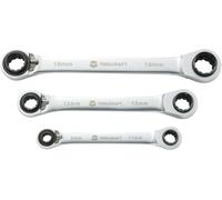 TOOLCRAFT 819162 Jeu de clés à cliquet annulaires doubles 3 pièces Ouverture de clé (métrique) 8 - 19 mm