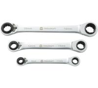 TOOLCRAFT 819162 Jeu de clés à cliquet doubles 3 pièces 8 - 19 mm
