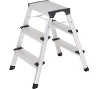 TOOLCRAFT TO-10104642 Alliage d'aluminium Escabeau double pliable, montage sans outils argent EN 14183 2.87 kg