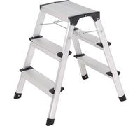 TOOLCRAFT TO-10104642 Alliage daluminium Escabeau double pliable, montage sans outils argent EN 14183 2.87 kg