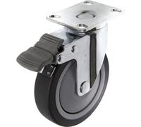 TOOLCRAFT TO-5137920 Roulette pivotante TPR 100 mm avec système de blocage et plaque de fixation Capacité de charge (max.): 65 kg