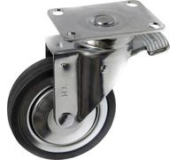TOOLCRAFT TO-5137929 Roulette pivotante e ncaoutchouc 100 mm avec plaque de fixation Capacité de charge (max.): 80 kg