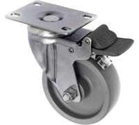 TOOLCRAFT TO-5137938 Roulette pivotante PP 100 mm avec système de blocage et plaque de fixation Capacité de charge (max.): 125 kg