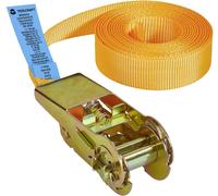 TOOLCRAFT TO-6802773 Sangle de serrage simple Force de traction LC : arrimage plaquant (simple/direct)=250 daN (L x l) 5 m x 25 mm à cliquet EN 12195-2