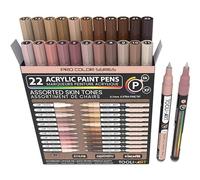 TOOLI-ART Lot de 22 marqueurs de peinture acrylique Skin Pro Color Series - Pointe extra fine de 0,7 mm - Pour peinture sur roche, verre, tasses, bois, métal, toile, bricolage - Non toxique - À base