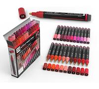 TOOLI-ART Lot de 22 stylos de peinture acrylique Pro Color Series, pointe moyenne de 3 mm pour pierres, verre, mugs, bois, métal, peinture sur verre, toile, non toxique, séchage rapide (rouge)