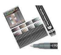 TOOLI-ART Lot de 22 Stylos Peinture Acrylique Pro Color Series - Pointe Extra Fine 0,7 mm - Gris