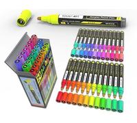 TOOLI-ART Lot de 24 marqueurs acryliques spéciaux non toxiques, à base d'eau, séchage rapide, pour peinture sur roche, verre, tasses, bois, métal, toile, projets de bricolage